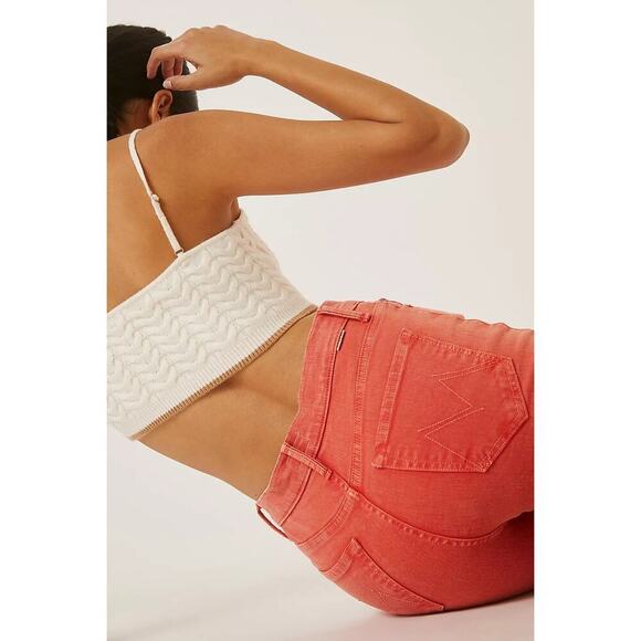 Mother Swooner Rascal Jeans Size 25 Red Ankle Fray High Straight USA Game Day - Picture 4 of 14